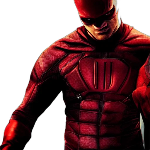comic book art, concept art, 3d render, red, zack, snyder, daredevil, movie transparent PNG cut-out
