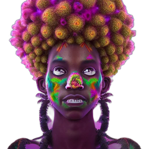 face, mask, crown, hair, photorealistic, concept art, 3d render, fantasy art transparent PNG cut-out