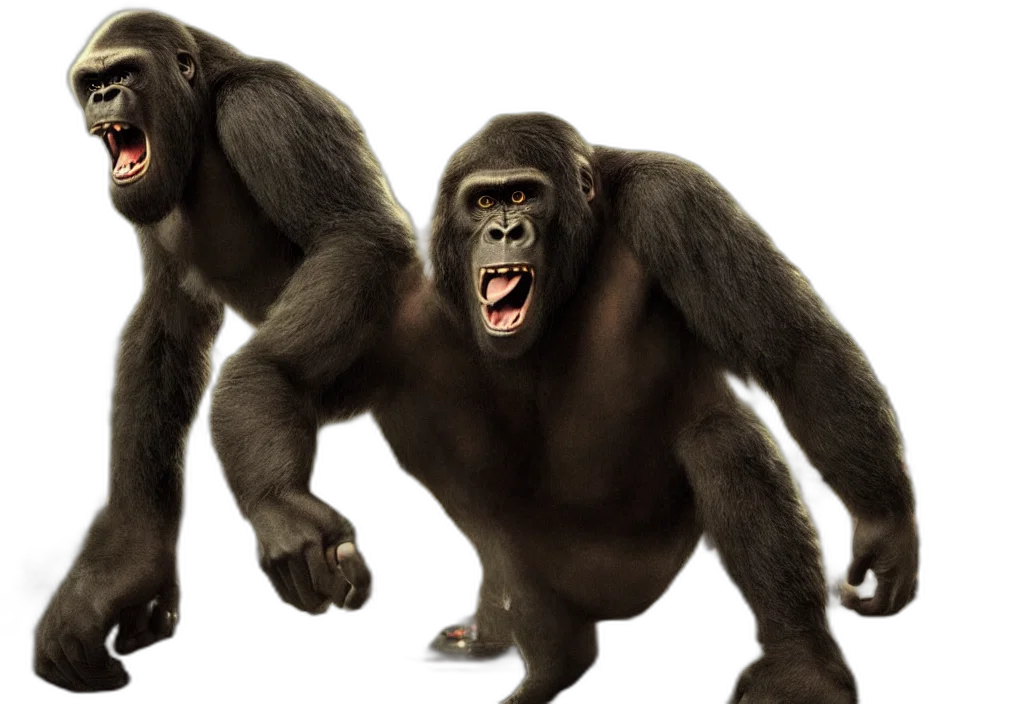 animal, photorealistic, 3d render, concept art, king, kong, rage, street transparent PNG cut-out
