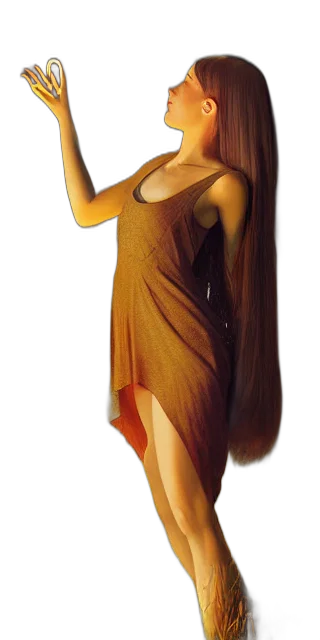 dress, hair, staff, concept art, fantasy art, photorealistic, oil painting, fire transparent PNG cut-out