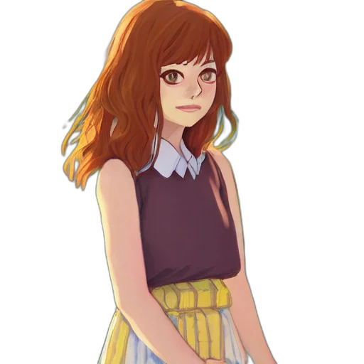 dress, staff, hair, creature, anime, pixel art, concept art, cartoon transparent PNG cut-out