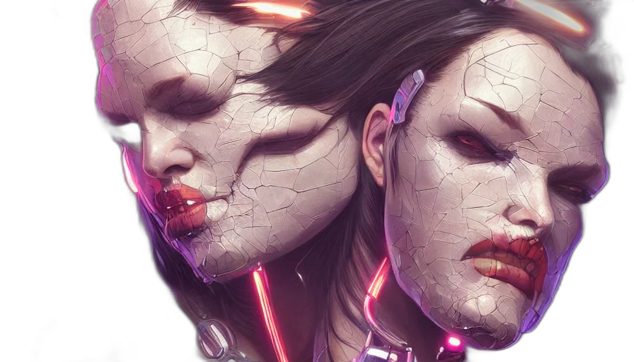 face, robot, cyberpunk, concept art transparent PNG cut-out
