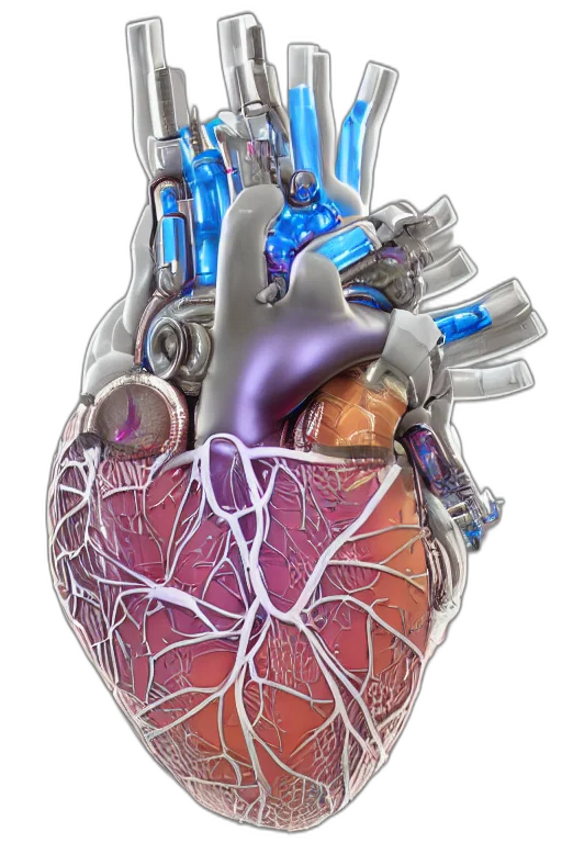 jewelry, 3d render, close, portrait, cybernetic, heart, made, porcelain transparent PNG cut-out