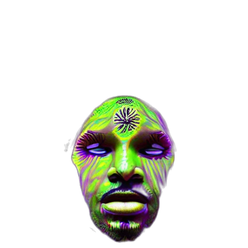 mask, face, creature, crown, vaporwave, 3d render, concept art, cyberpunk transparent PNG cut-out
