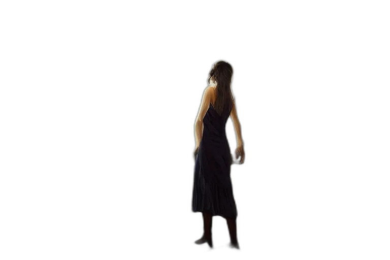 dress, staff, hair, creature transparent PNG cut-out