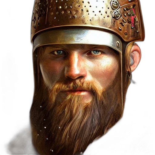 face, crown, sword, hat, photorealistic, fantasy art, oil painting, concept art transparent PNG cut-out