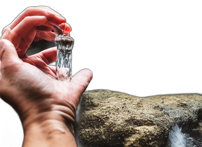 bottle, jewelry, hands, cupping transparent PNG cut-out