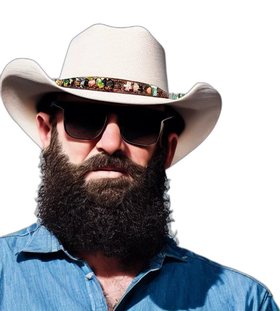hat, photorealistic, photo, medium, shot, man, beard, wearing transparent PNG cut-out