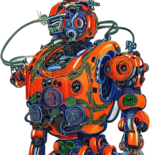 robot, weapon, animal, creature, concept art, cyberpunk, 3d render, comic book art transparent PNG cut-out