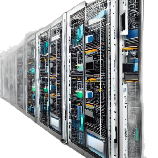 3d render, robotic, arm, inside, data, center, web, servers transparent PNG cut-out