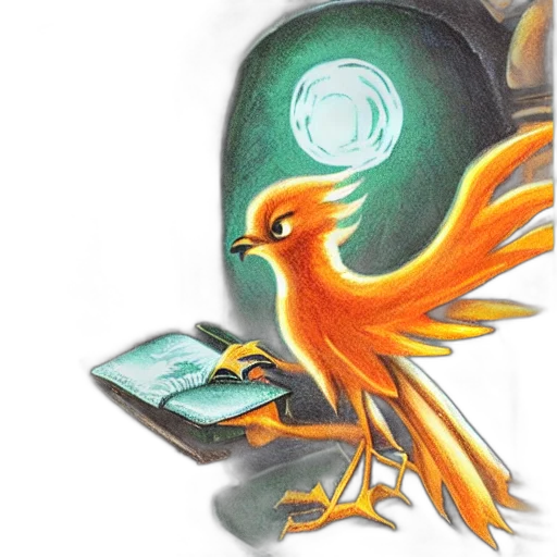 concept art, watercolor, fantasy art, cute, adorable, fledgling, phoenix, frets transparent PNG cut-out