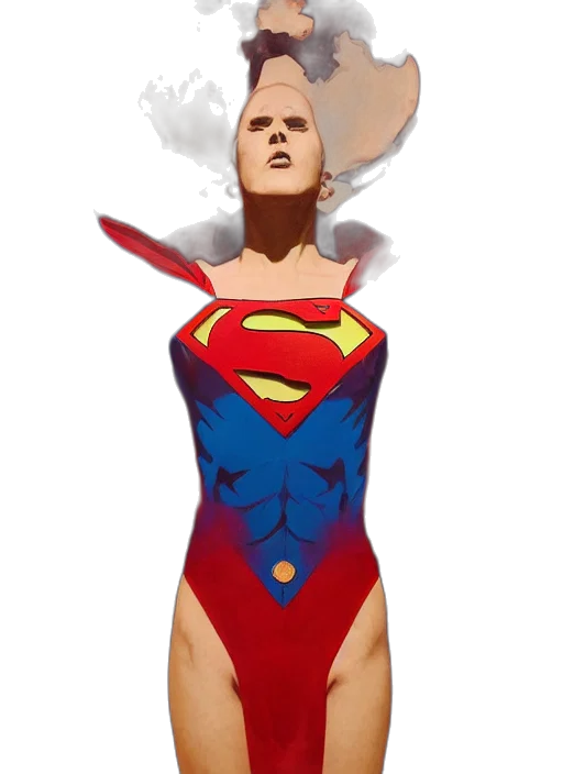 comic book art, concept art, 3d render, cartoon, symmetry, portrait, superman, red transparent PNG cut-out