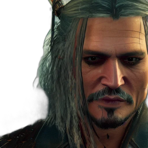 face, fantasy art, photorealistic, concept art, 3d render, johnny, depp, witcher transparent PNG cut-out