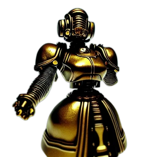 robot, dress, 3d render, concept art, golden, perfectly, centered, looking transparent PNG cut-out