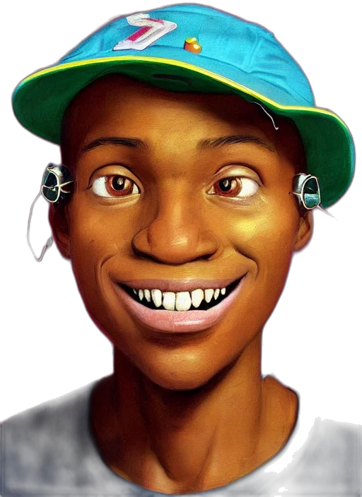 face, mask, hat, photorealistic, cartoon, concept art, 3d render, colourful transparent PNG cut-out