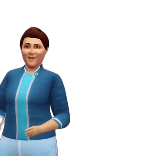 staff, 3d render, concept art, cartoon, blue, erna, solberg, character transparent PNG cut-out
