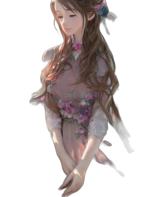 dress, crown, flower, staff transparent PNG cut-out