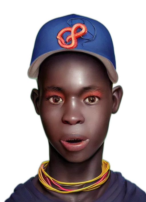 face, creature, mask, hat, photorealistic, 3d render, concept art, fantasy art transparent PNG cut-out