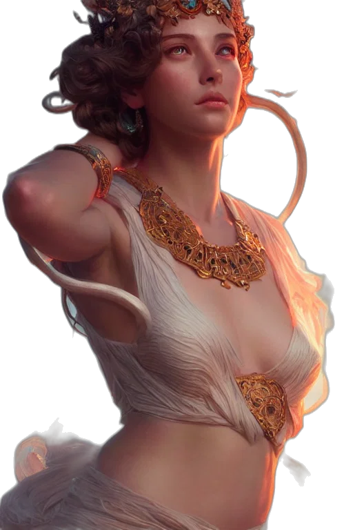 dress, jewelry, staff, crown transparent PNG cut-out