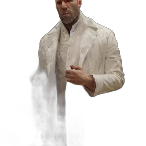 jacket, staff, weapon, face transparent PNG cut-out