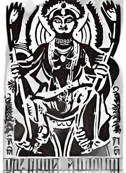 concept art, pencil sketch, cartoon, forest, monochrome, kali, durga, soviet transparent PNG cut-out