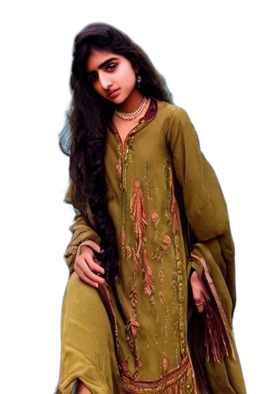dress, jewelry, photorealistic, oil painting, fantasy art, 3d render, earth tones, pakistani transparent PNG cut-out