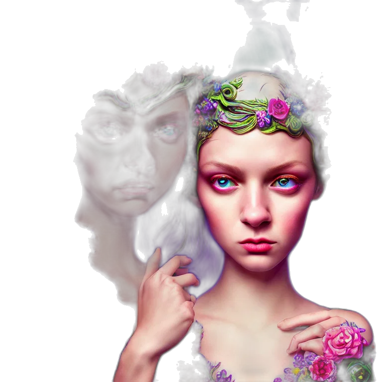 face, mask, crown, creature, fantasy art, photorealistic, concept art, 3d render transparent PNG cut-out