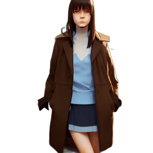 jacket, dress, staff, concept art, anime, pixel art, photorealistic, dark transparent PNG cut-out