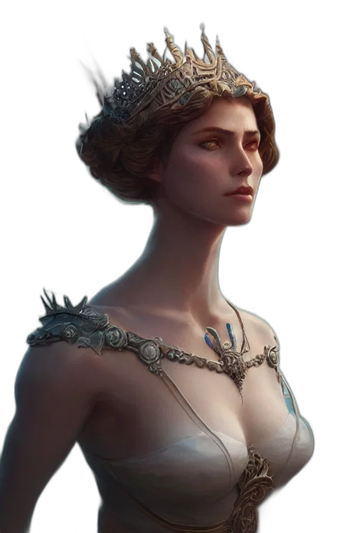 crown, jewelry, dress, face, concept art, fantasy art, photorealistic, 3d render transparent PNG cut-out