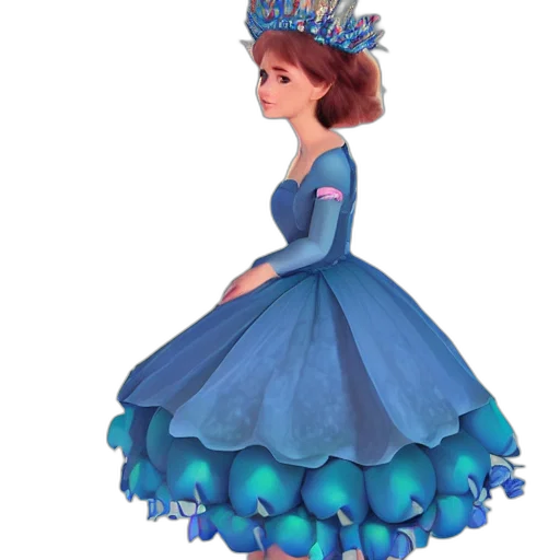 dress, crown, jewelry, 3d render, concept art, cartoon, photorealistic, anna transparent PNG cut-out