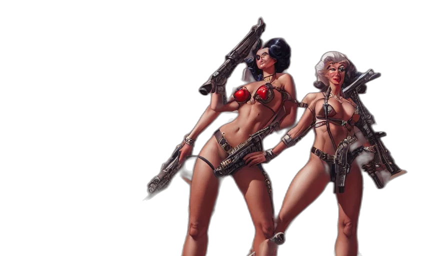concept art, comic book art, fantasy art, cyberpunk transparent PNG cut-out