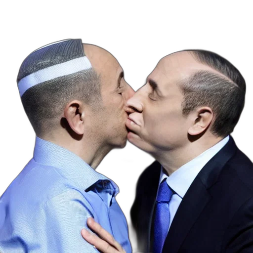 hat, benjamin, netanyahu, kissing, naftali, bennet, realistic, detailed transparent PNG cut-out