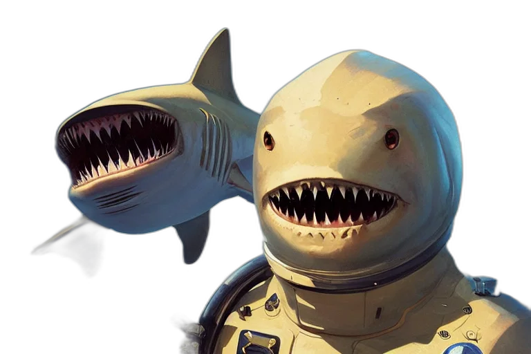 creature, concept art, 3d render, underwater, outer space, closeup, face, humanoid transparent PNG cut-out
