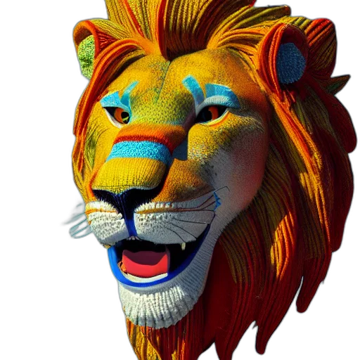 3d render, photorealistic, concept art, fantasy art, closeup, photograph, colorful, knitted transparent PNG cut-out
