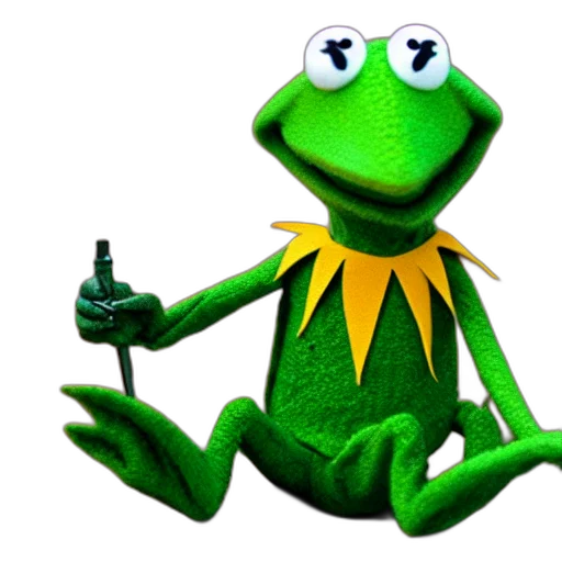 staff, animal, dragon, 3d render, concept art, kermit, frog, holding transparent PNG cut-out