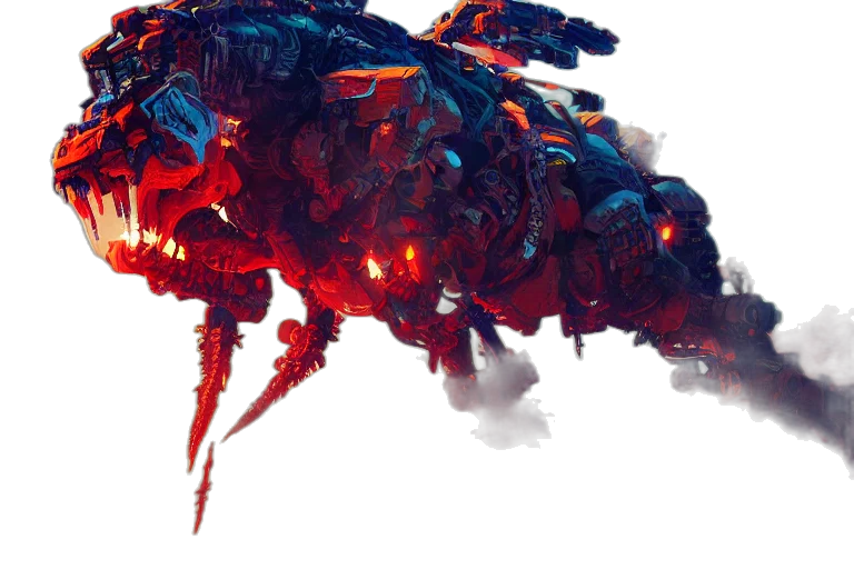 dragon, creature, animal, concept art, red, fireclaw, machine, mecanical transparent PNG cut-out