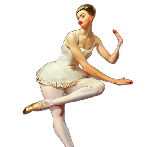 dress, staff, concept art, photorealistic, fantasy art, oil painting, ballerina, painted transparent PNG cut-out