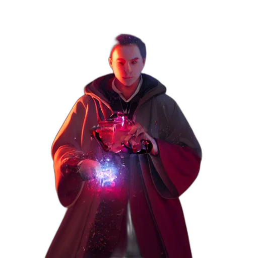 staff, jacket, weapon, robot, concept art, cyberpunk, 3d render, fantasy art transparent PNG cut-out