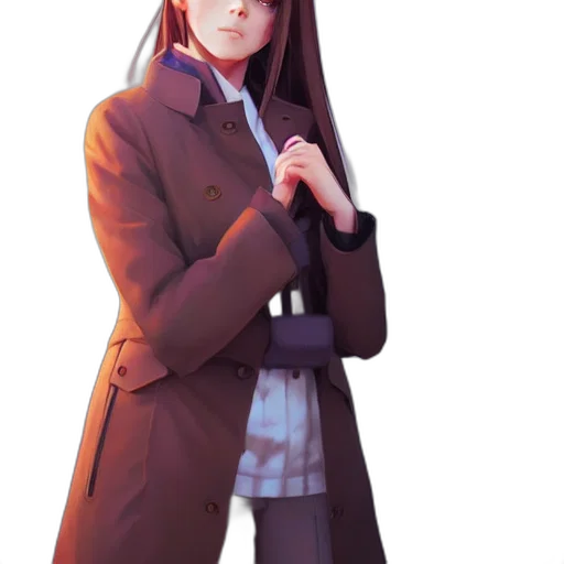 jacket, staff, umbrella, face, anime, concept art, 3d render, photorealistic transparent PNG cut-out