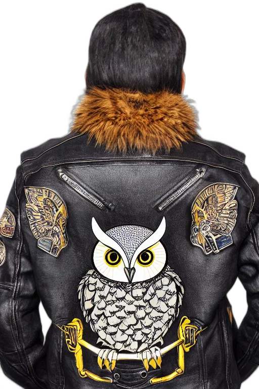 jacket, cyberpunk, owl, biker transparent PNG cut-out