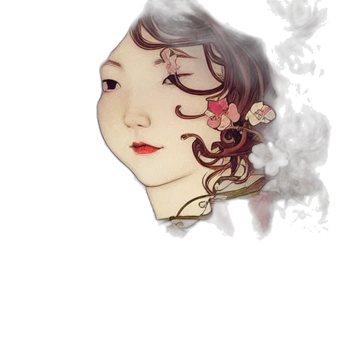 face, flower, mask, watercolor, photorealistic, fantasy art, oil painting, red transparent PNG cut-out