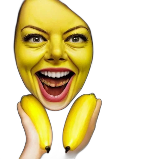 face, mask, food, photorealistic, 3d render, banana, woman, has transparent PNG cut-out