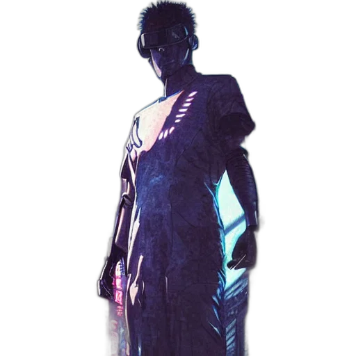 dress, jacket, robot, creature, concept art, cyberpunk, 3d render, outer space transparent PNG cut-out