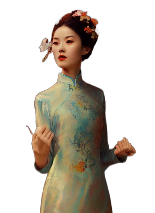 dress, staff, face, concept art transparent PNG cut-out