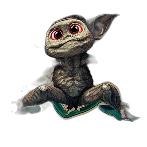 creature, dragon, staff, animal, fantasy art, concept art, 3d render, watercolor transparent PNG cut-out