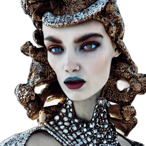 jewelry, crown, hat, face, photorealistic, fantasy art, dark, earth tones transparent PNG cut-out