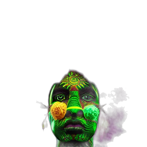 mask, face, crown, staff, concept art, 3d render, photorealistic, fantasy art transparent PNG cut-out