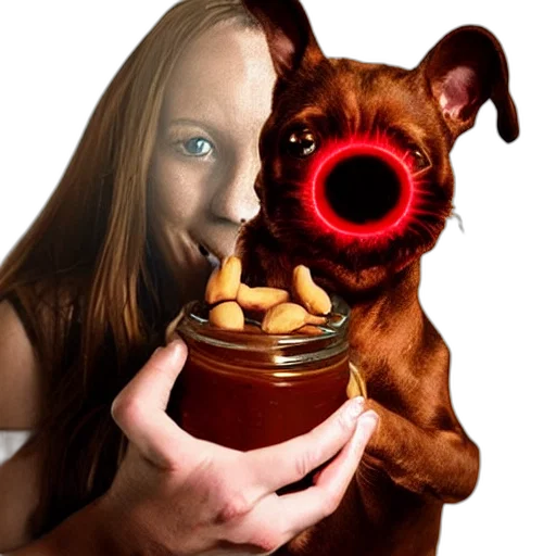 animal, creature, food, staff, photorealistic, cultist, dog, glowing transparent PNG cut-out