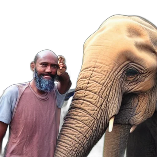 animal, huge, elephant, tusks, growing, out, mans, mouth transparent PNG cut-out