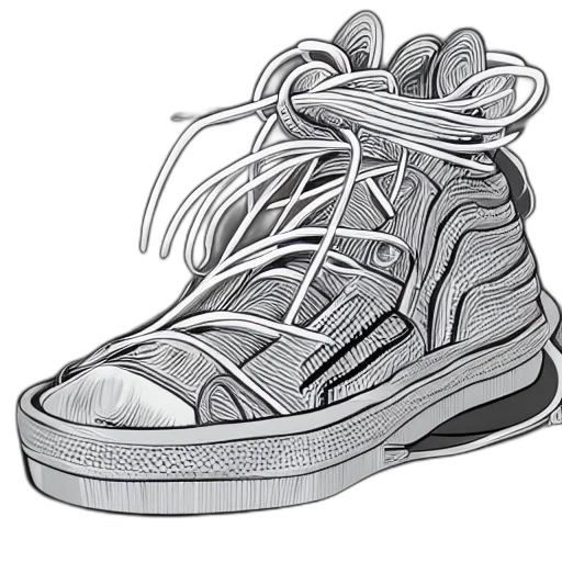 shoes, photorealistic, pencil sketch, 3d render transparent PNG cut-out